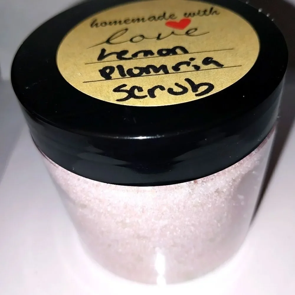 Hand crafted Lemon Plumeria Emulsified Sugar Scrub 6oz